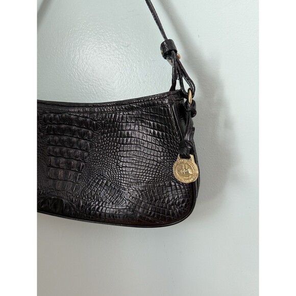 Brahmin black Anytime Mini Melborn Croc Leather Shoulder Bag Hobo Luxury - Picture 2 of 10